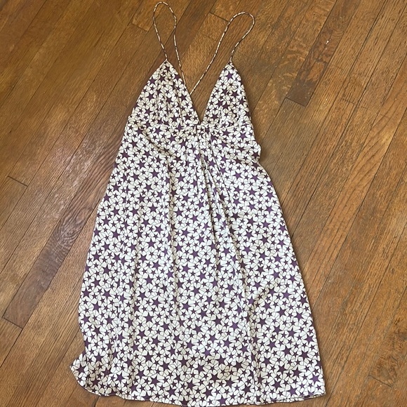 Julie Brown Purple Silk Star cross back short dress - Picture 2 of 7